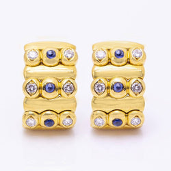 Boucles d'oreilles en or, saphir et diamants d'occasion