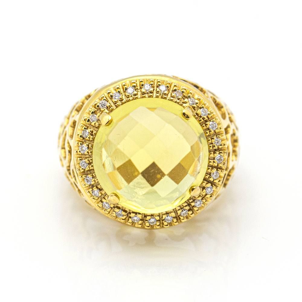 Bague en diamant et quartz citron
