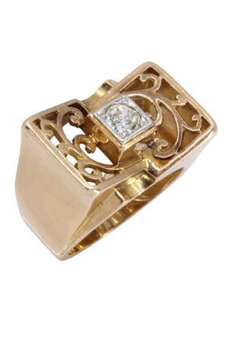 Bague Tank diamant en or jaune