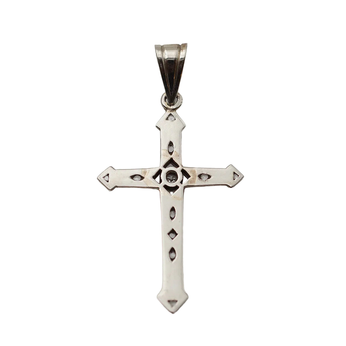 Pendentif Art Deco croix en or blanc