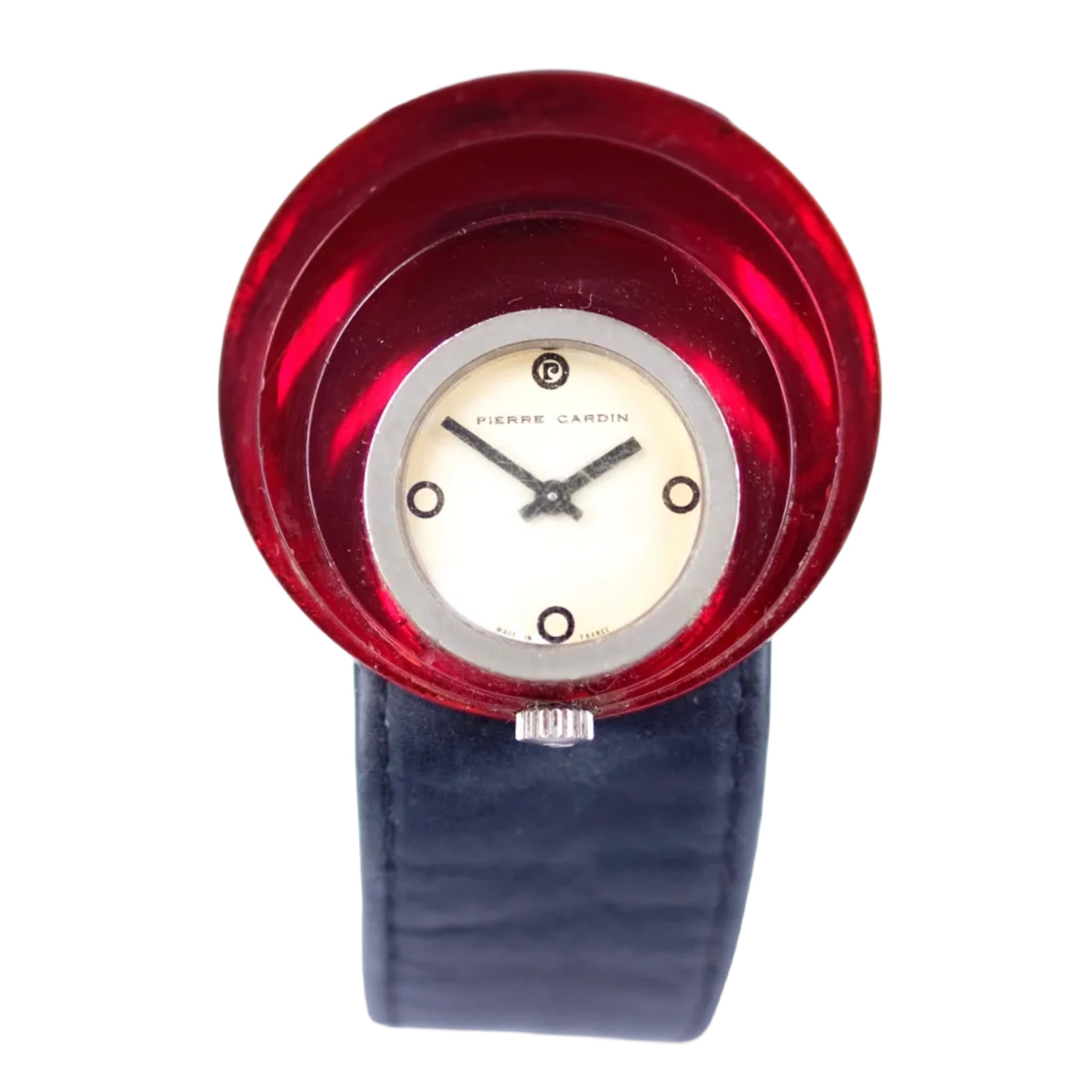 Montre PIERRE CARDIN x JAEGER Espace en lucite rouge et métal