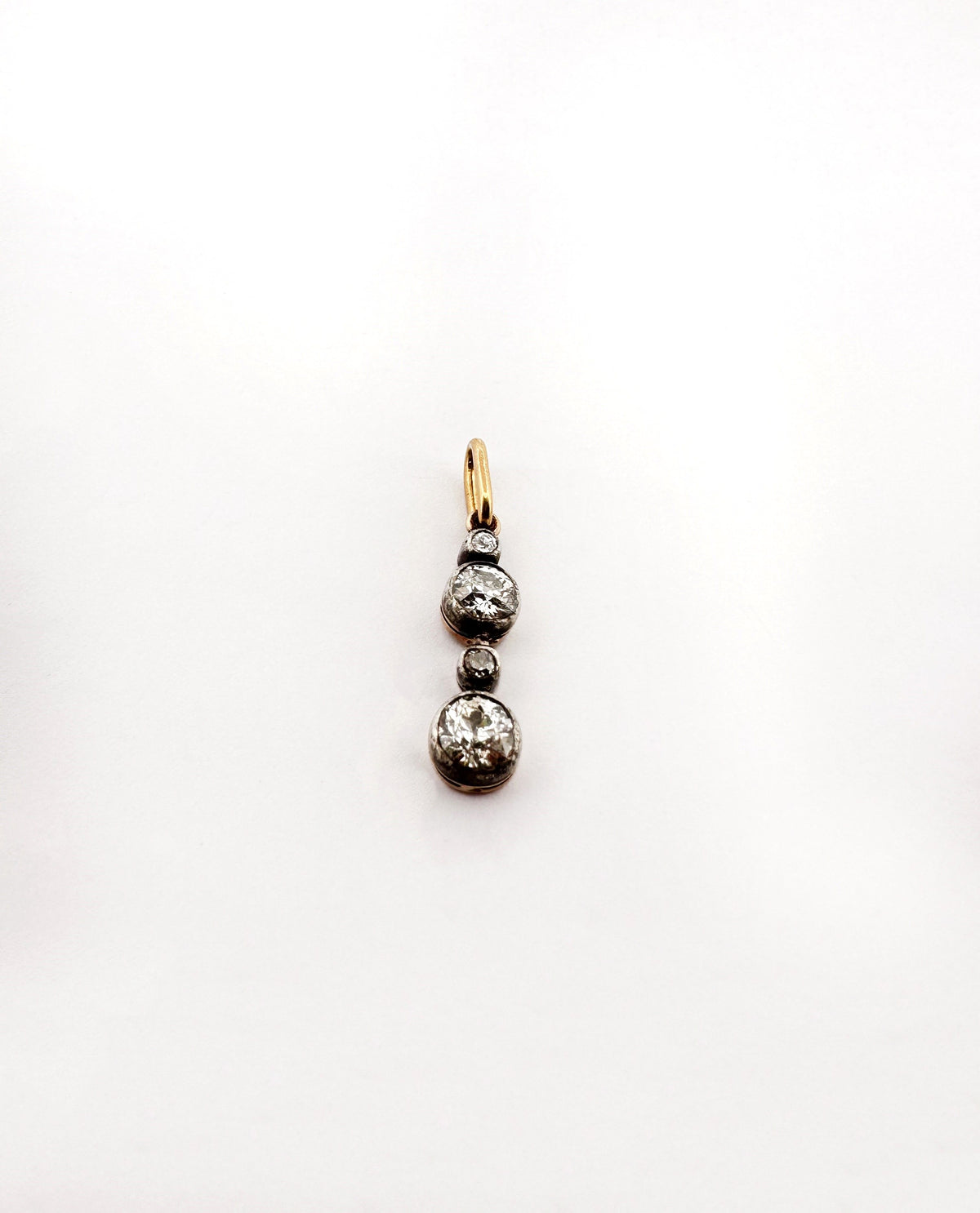 Pendentif ancien diamants en or jaune et argent