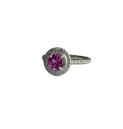 Bague TIFFANY & CO Soleste en platine, diamants et tourmaline rose