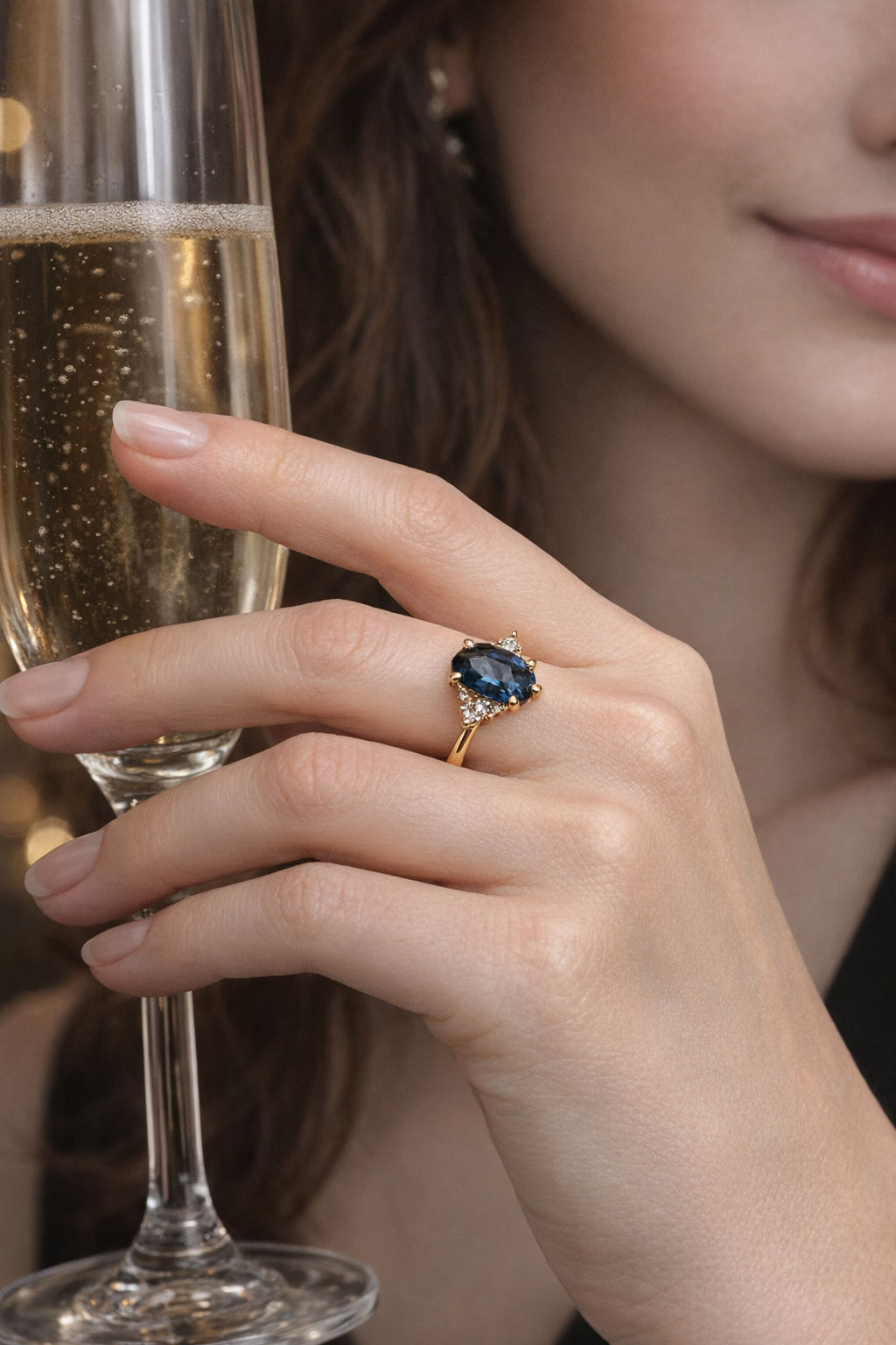 ANILLO DE ORO AMARILLO CON ZAFIRO AZUL "CEYLAN" Y DIAMANTES