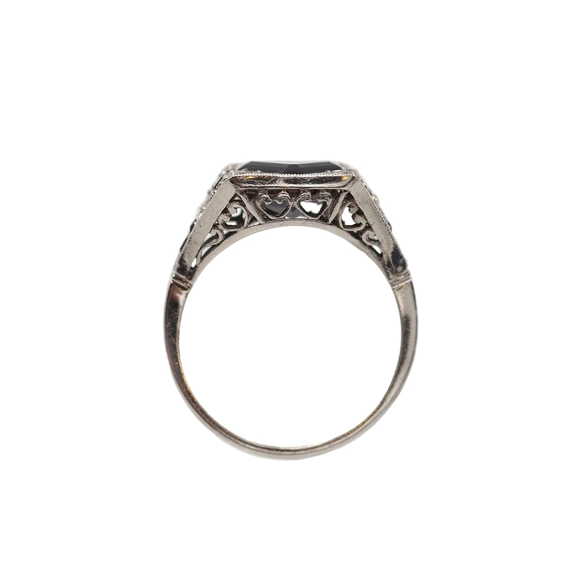 Bague ART DECO Saphir losange en platine