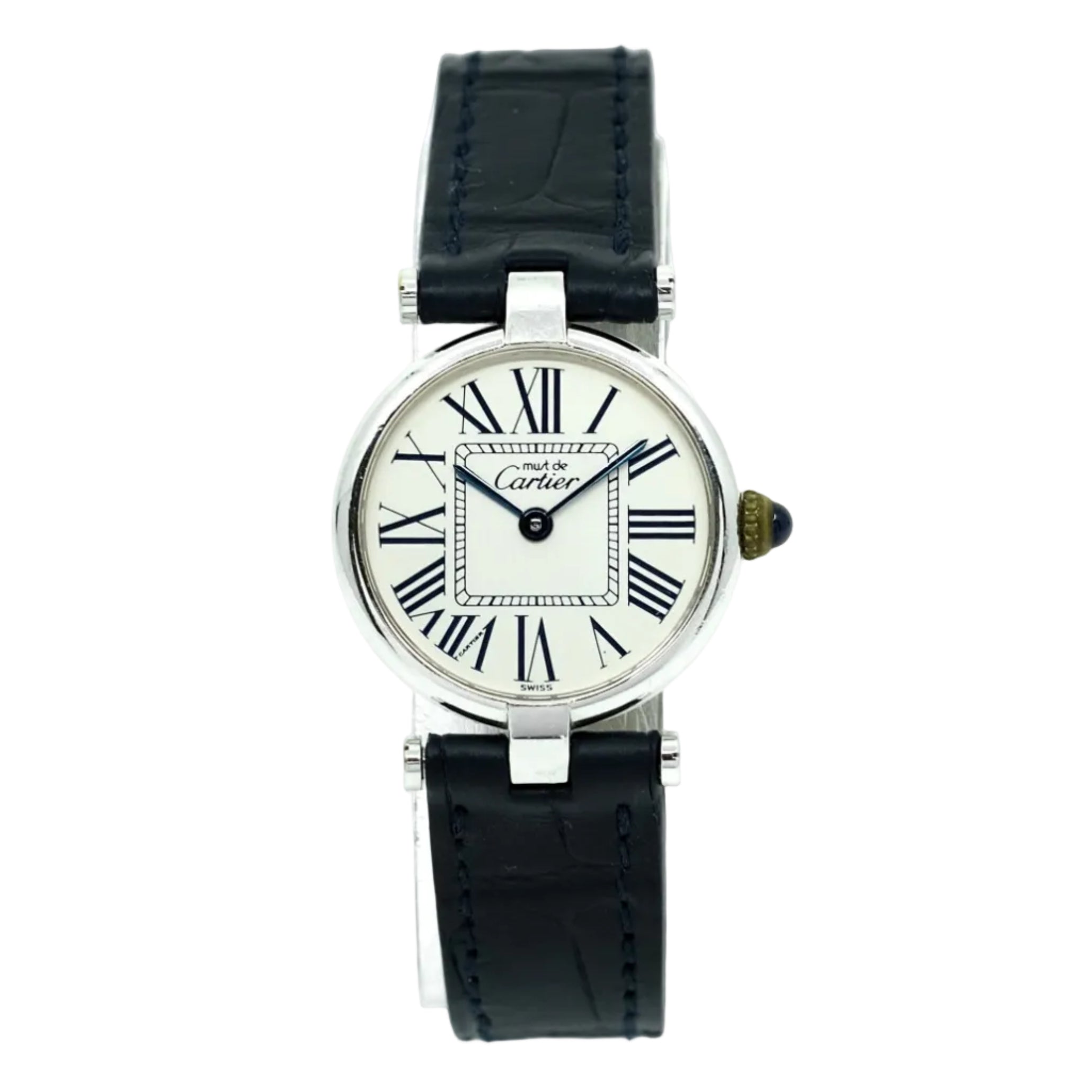 Montre CARTIER Vendôme Must petit modèle en argent et saphir