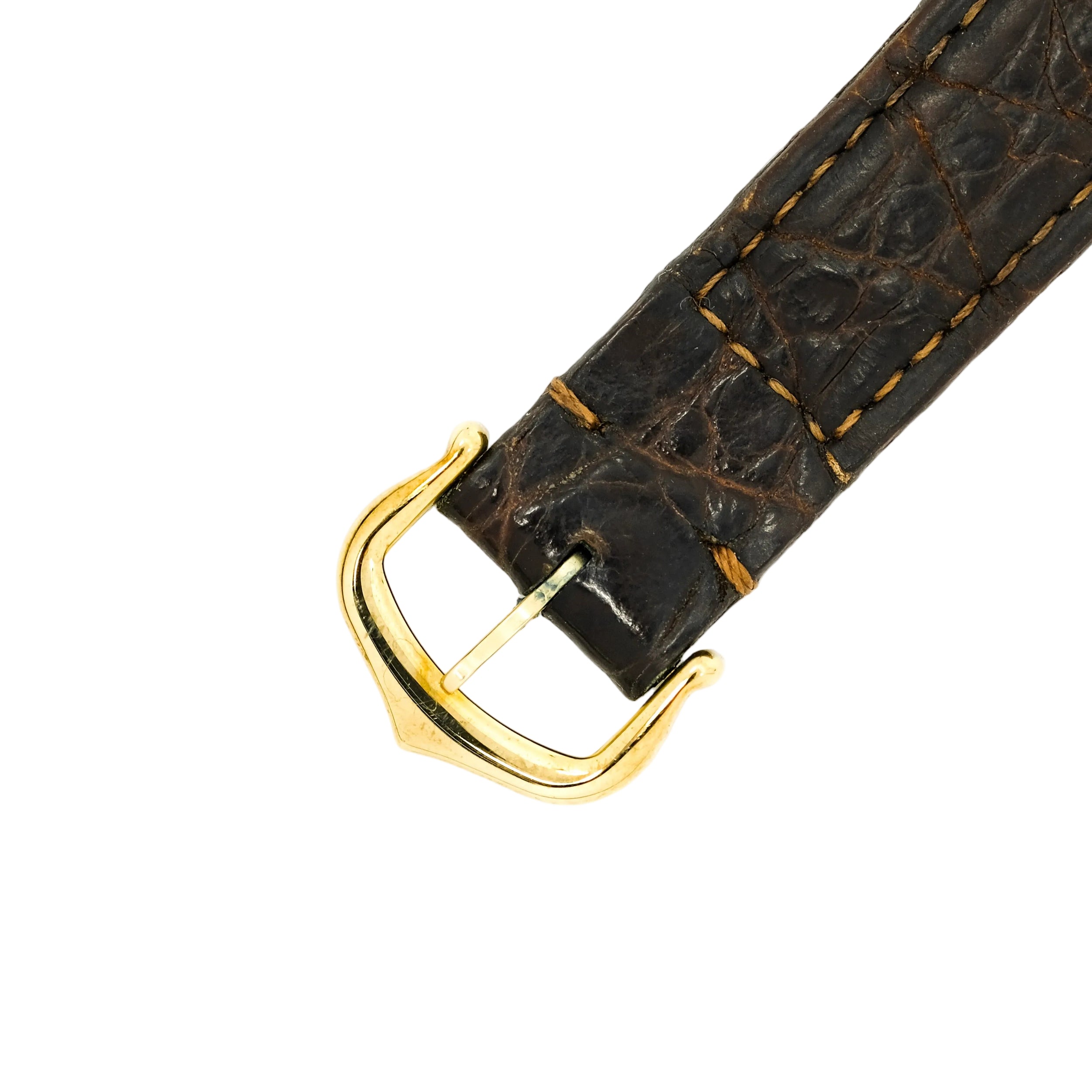 Montre CARTIER "Tank Louis" en or jaune, cuir, quartz et saphir