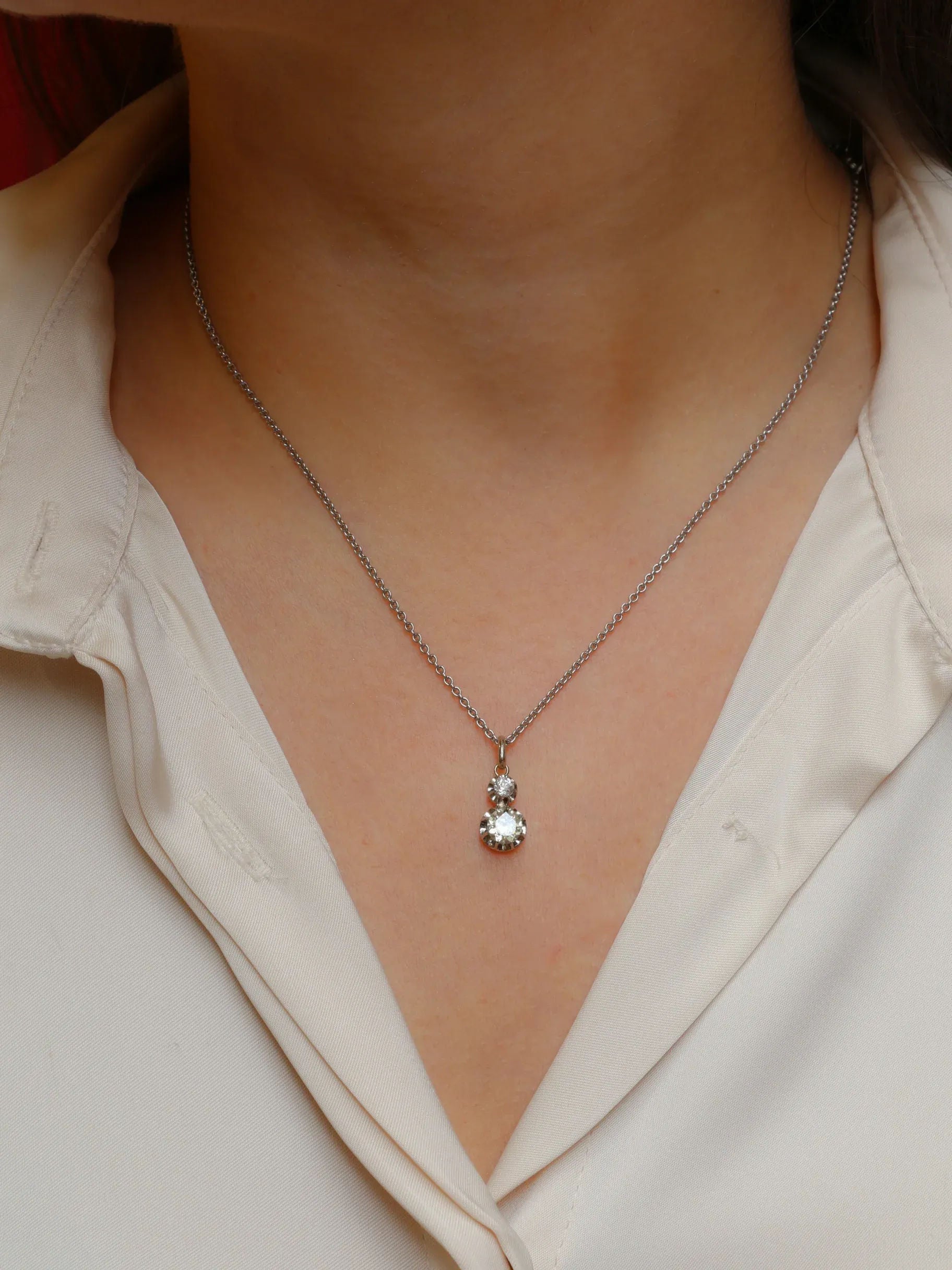 Pendentif ancien diamants taille ancienne 0,80 ct