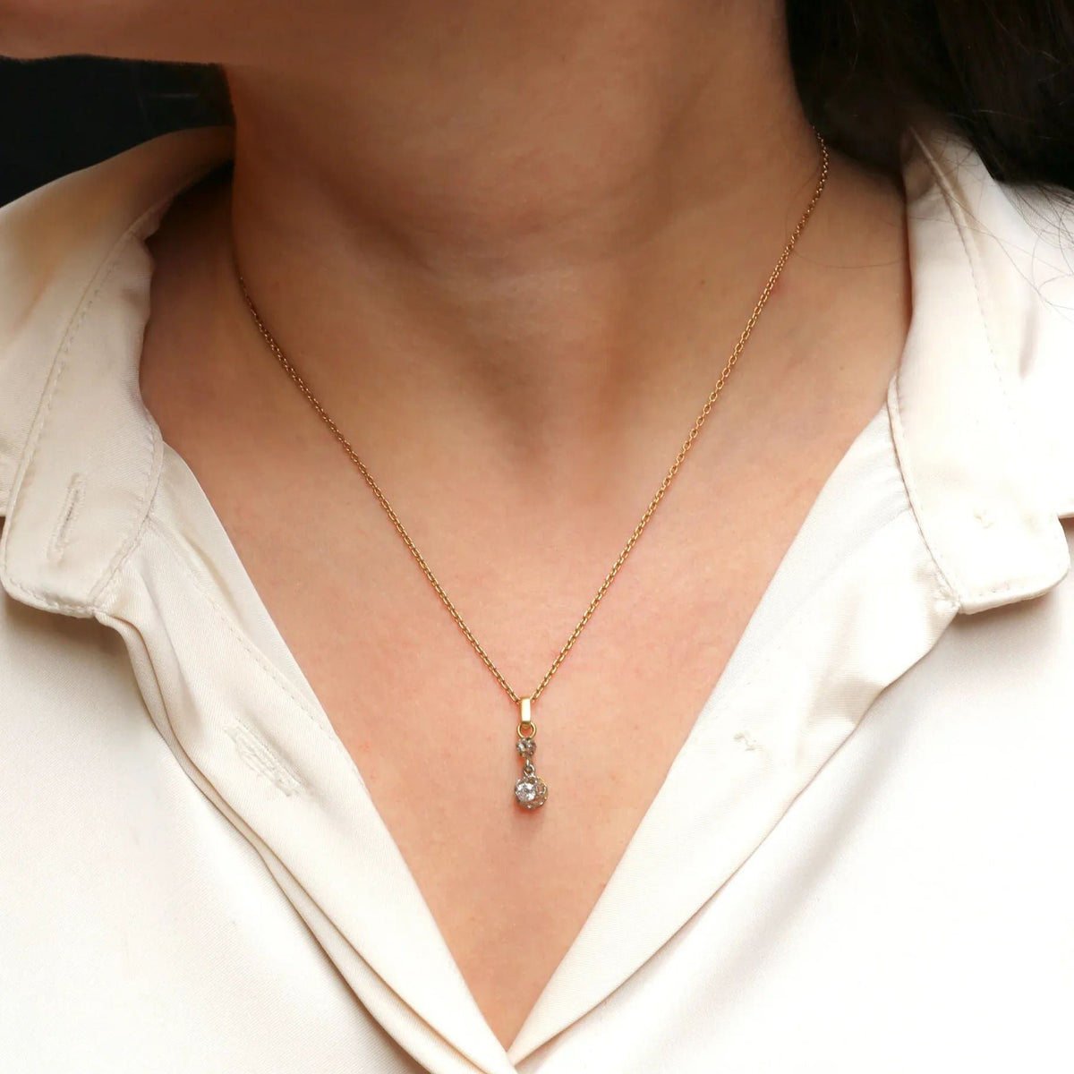Pendentif ancien diamants 0,15 ct