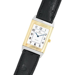 Montre JAEGER-LECOULTRE "Reverso" en or jaune, acier, cuir et quartz