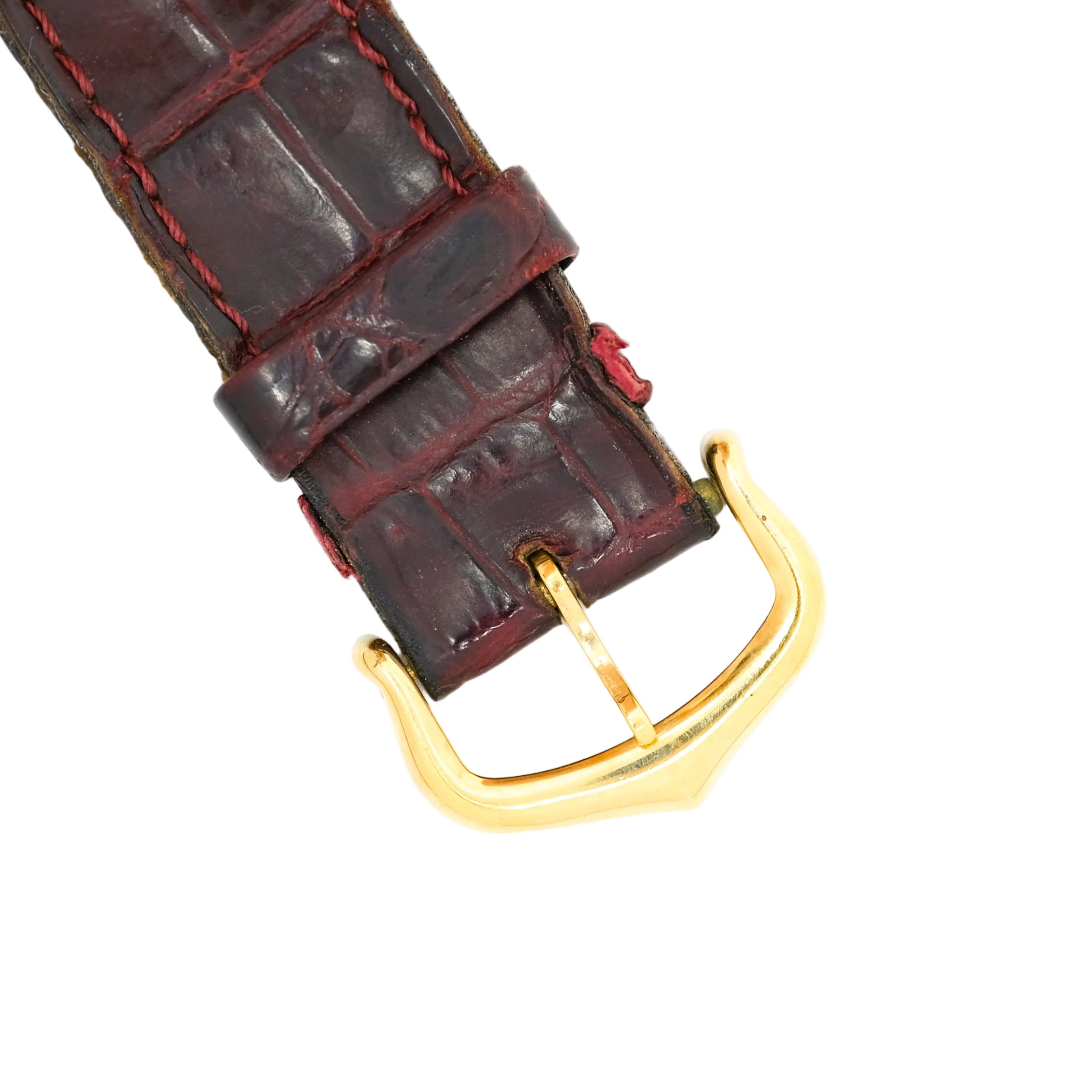 Montre CARTIER "Tank Louis" en or jaune, cuir, saphir et quartz