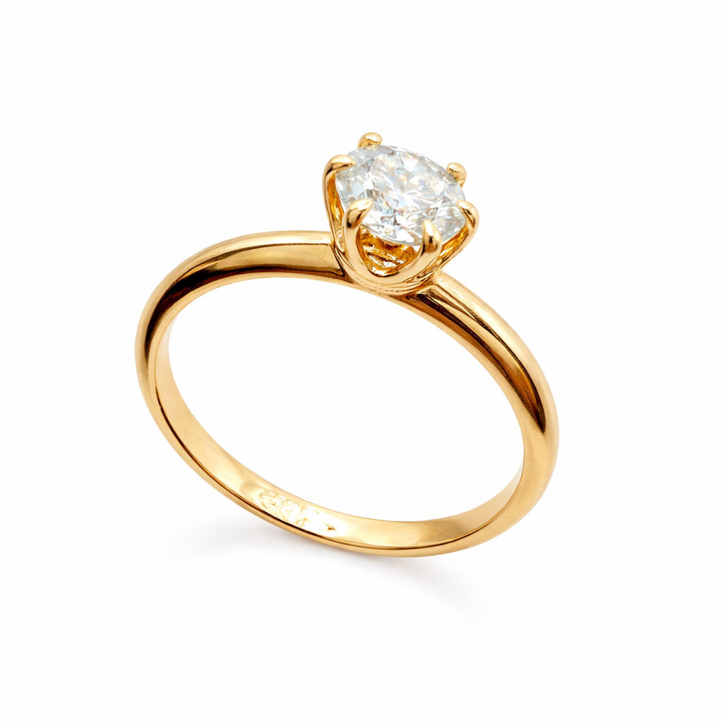 SOLITARIO EN ORO AMARILLO CON DIAMANTE NATURAL