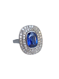 Bague en or blanc 18k saphir et diamants