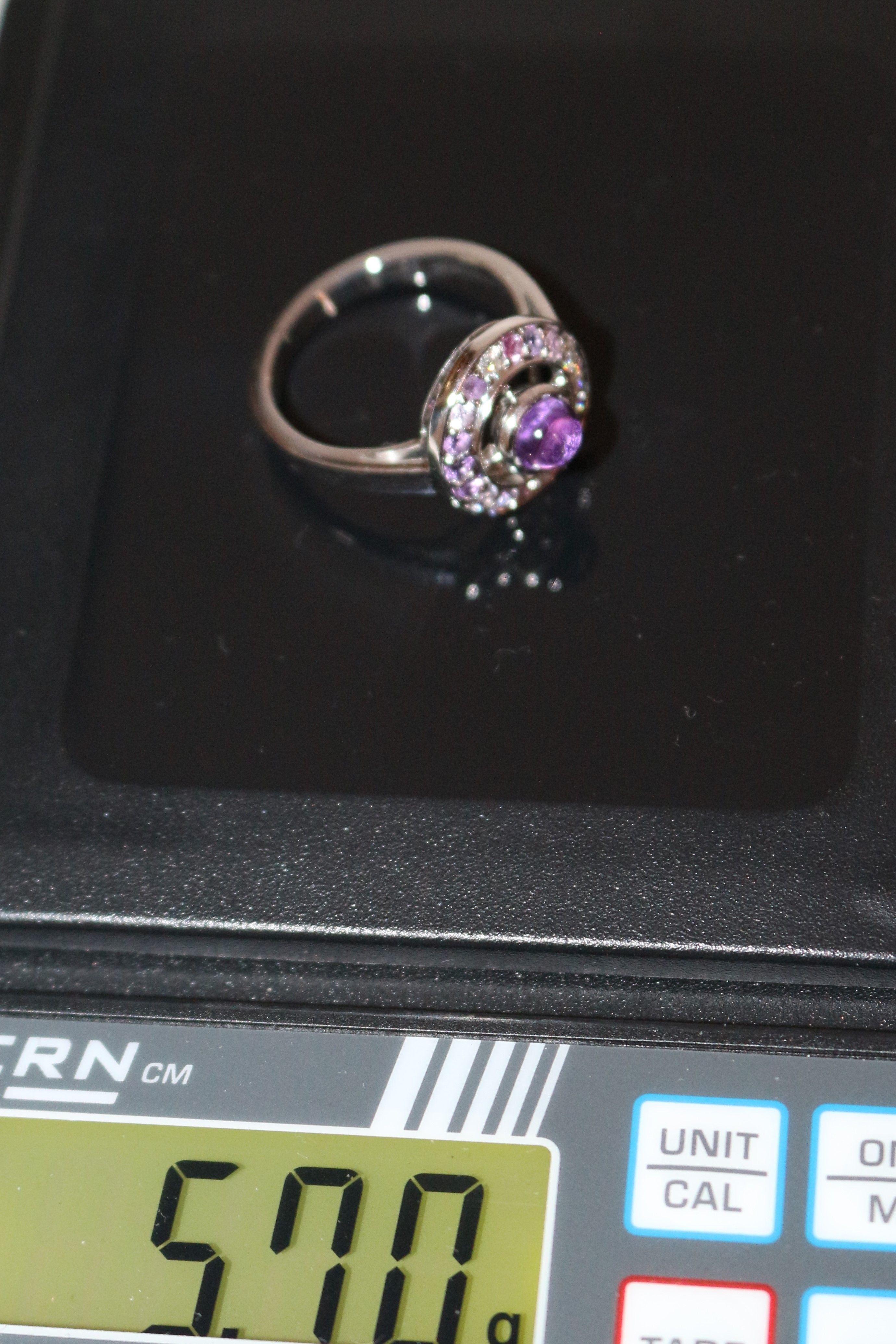 BOUCHERON “Ma Jolie” ring in white gold, sapphires and amethyst