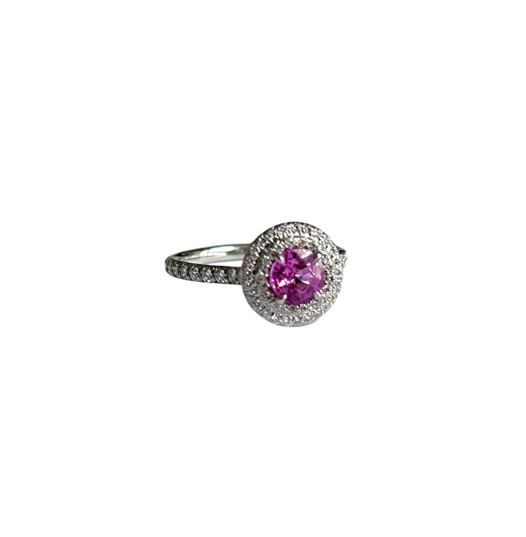 Bague TIFFANY & CO Soleste en platine, diamants et tourmaline rose
