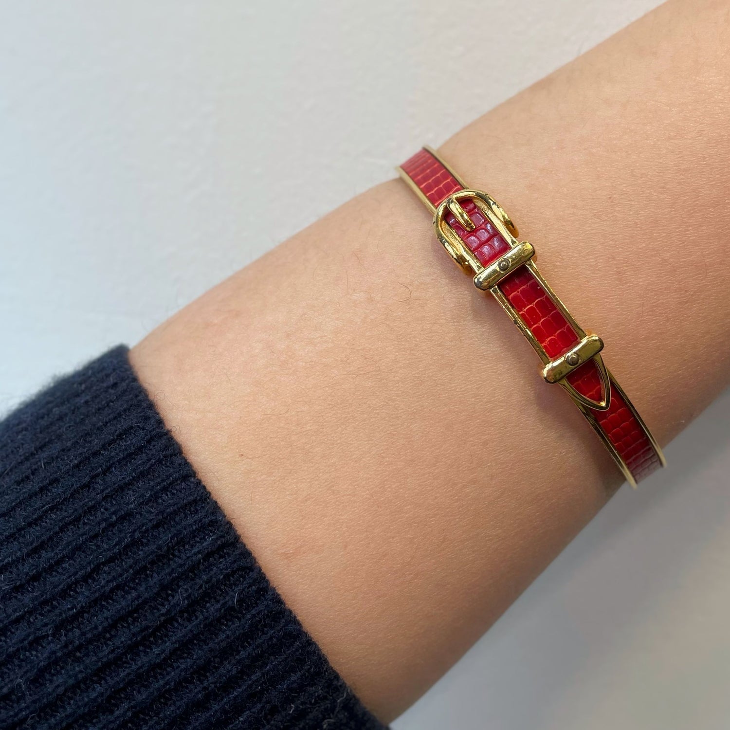 Bracelets HERMÈS Boucle de ceinture plaqué or et cuir
