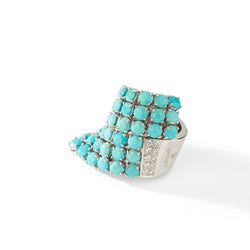 Bague Cocktail en or blanc, turquoise et diamant