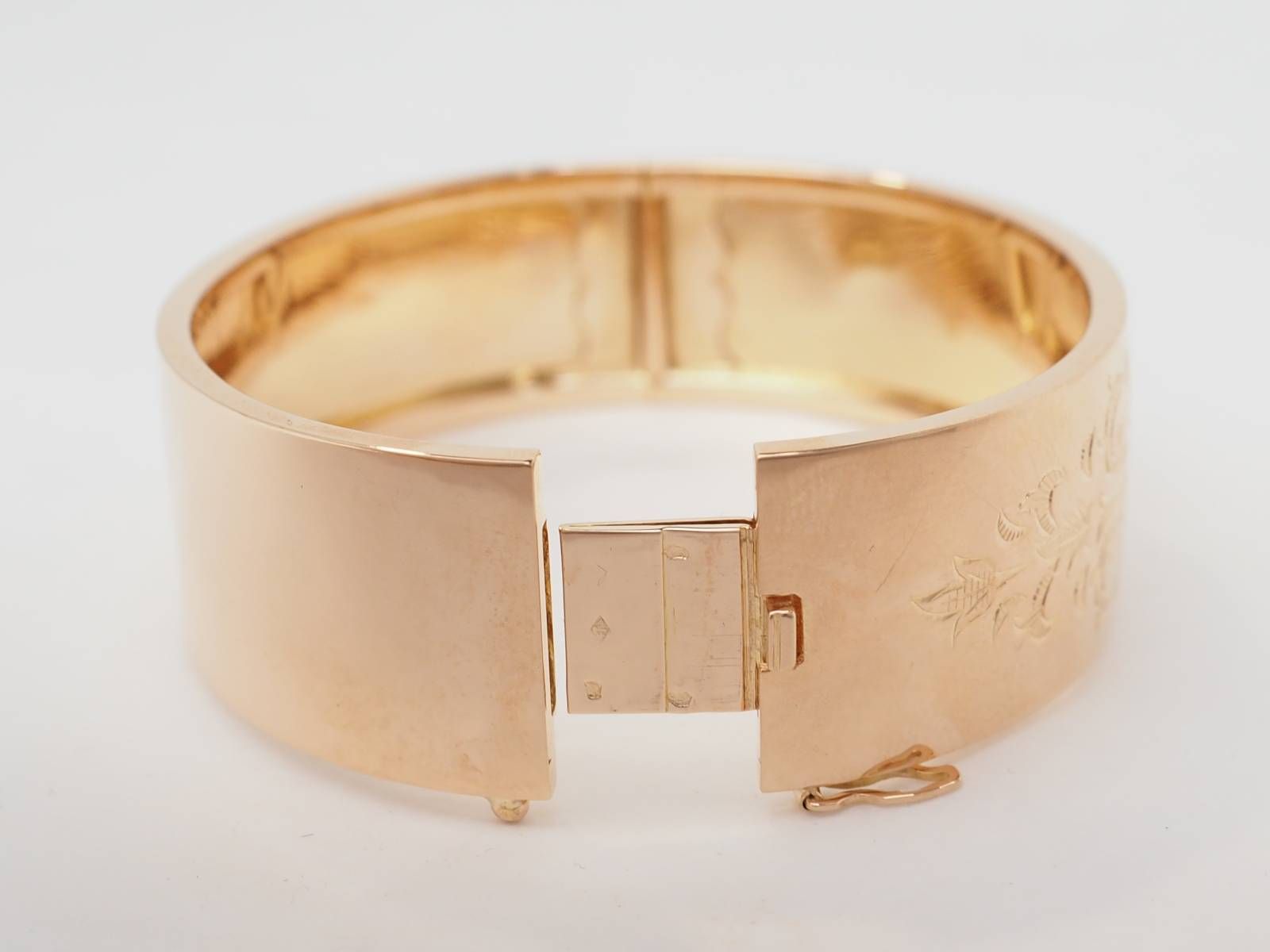 Bracelet jonc décor floral en or rose