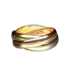 Bague trois ors en or blanc, or jaune et or rose
