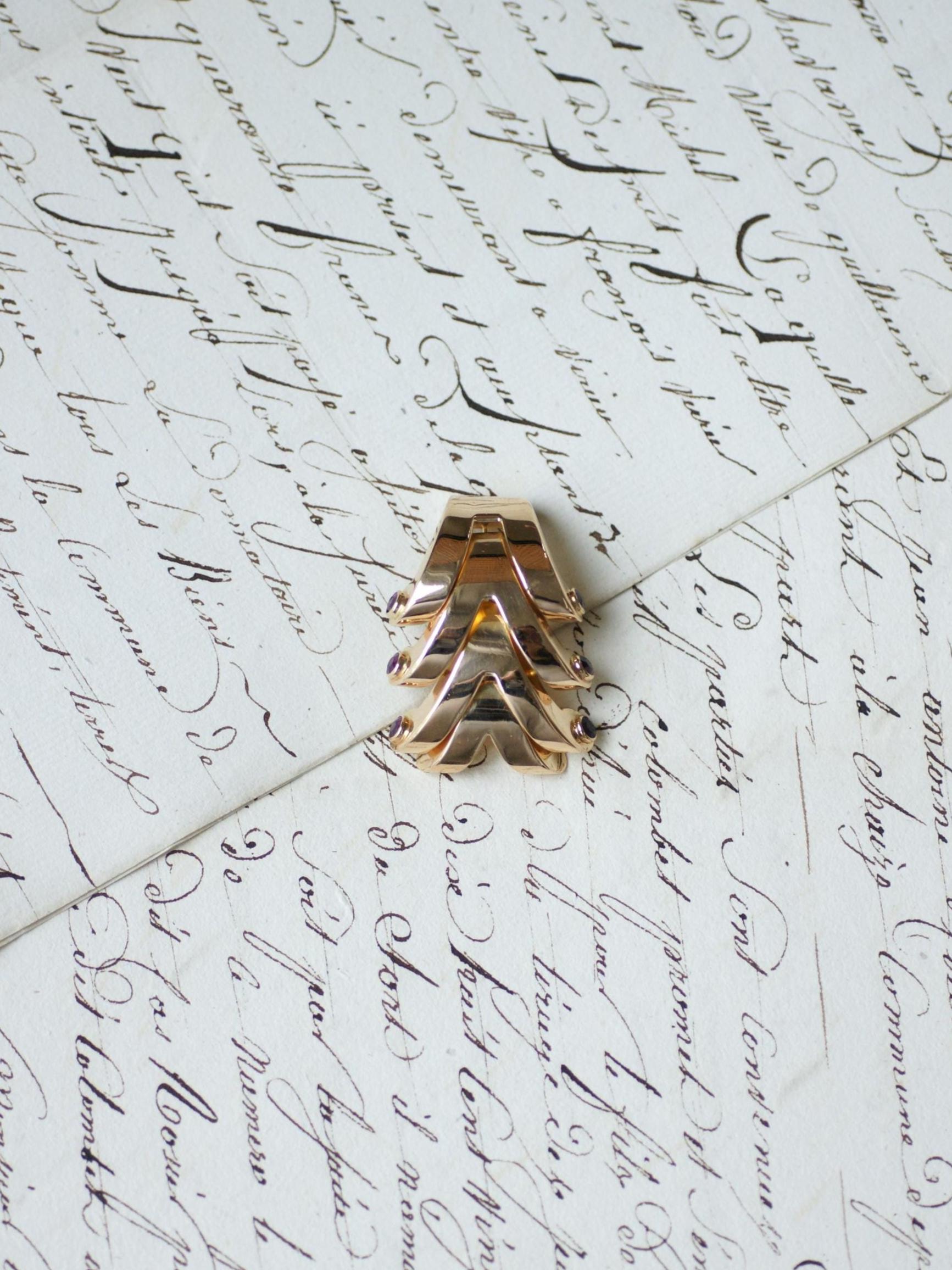 Brooch Clip Boucheron Ruby on Pink Gold 40's