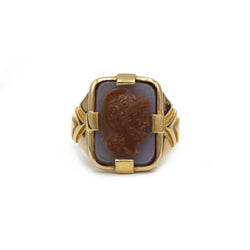 Bague Chevalière - Or & Camée Agate