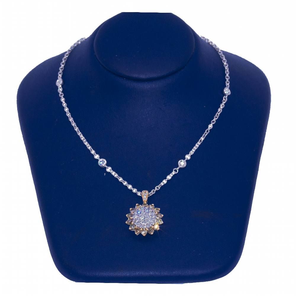 Collier SUNFLOWER en or rose et diamants.