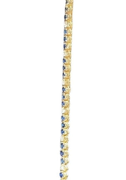 Bracelet Tennis, en or jaune 14k, saphirs et diamants