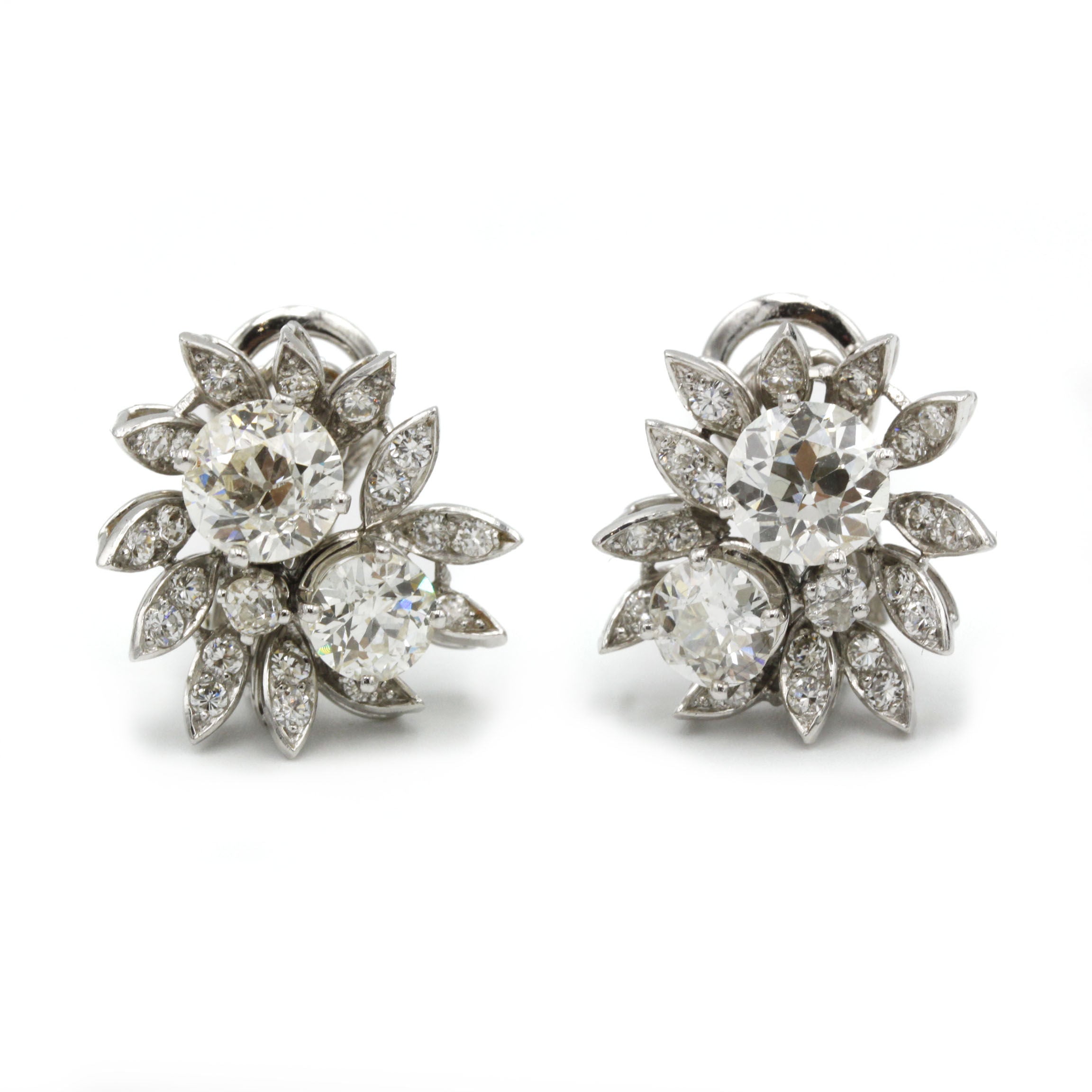 Boucles d'oreilles - Or, Platine & Diamants