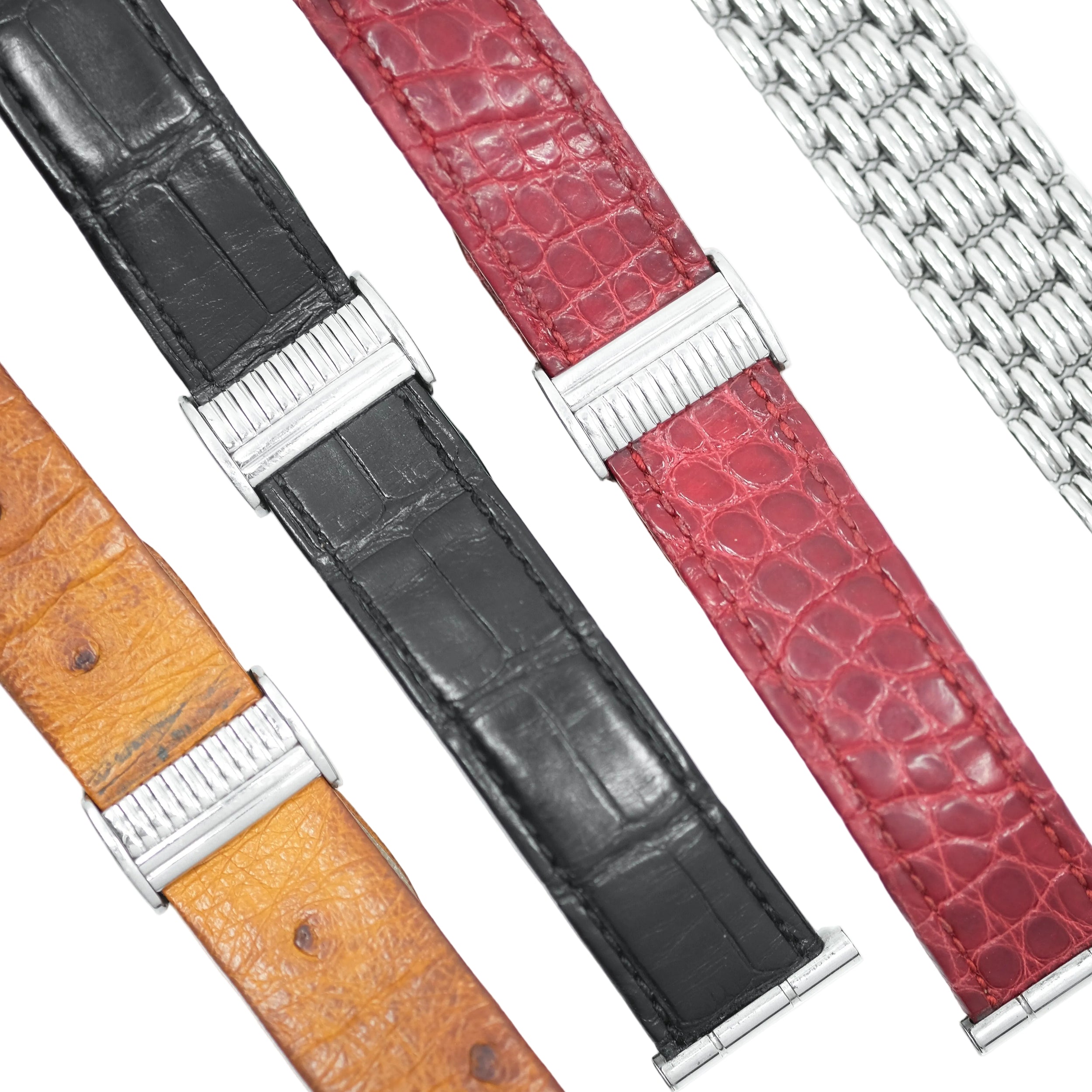 Montre BOUCHERON "Reflet" en acier, cuir et diamants