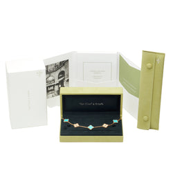 Bracelet Breloque VAN CLEEF & ARPELS Alhambra en or jaune, turquoises et diamants