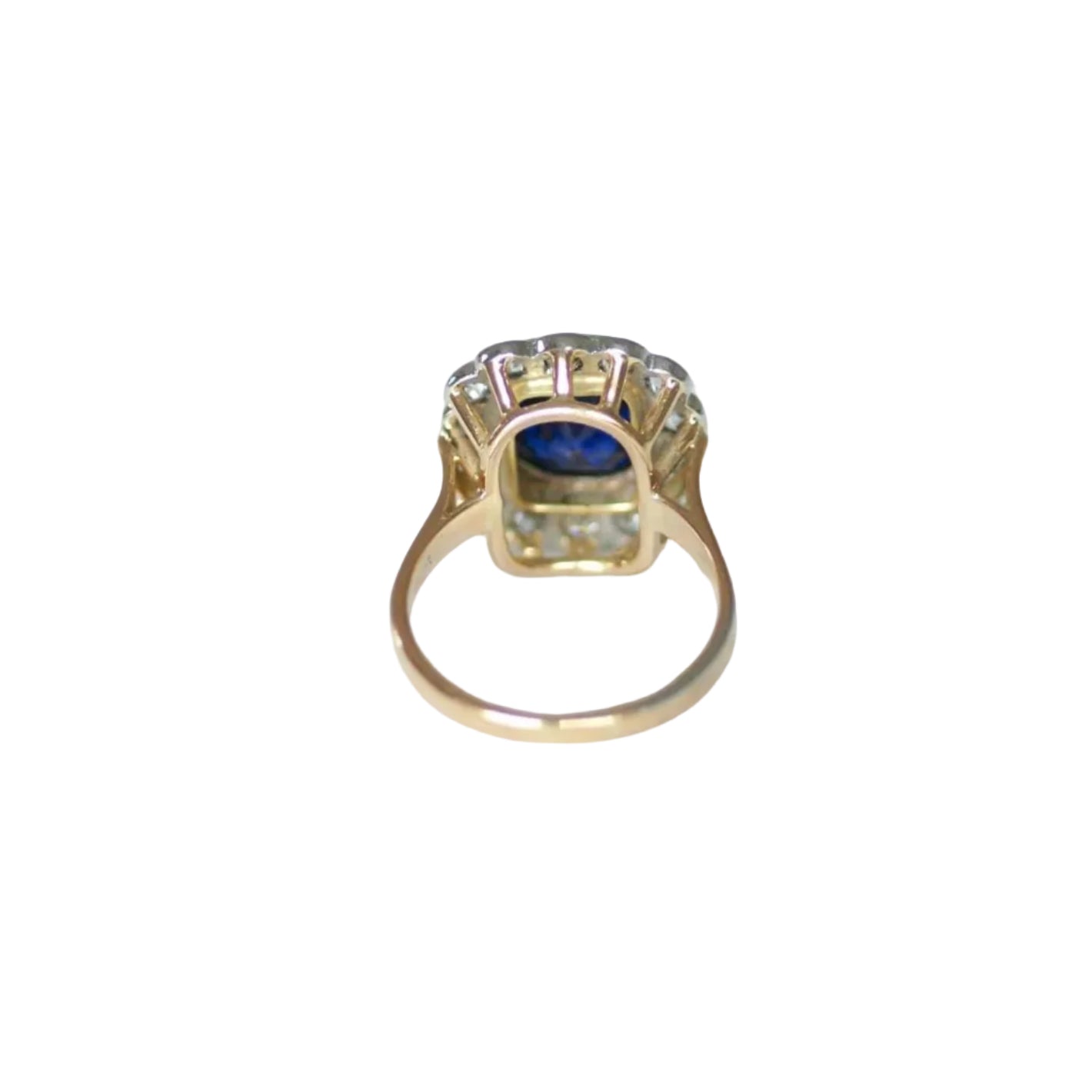 Ring Pompadour Art Deco Sapphire Siam Unheated and diamonds