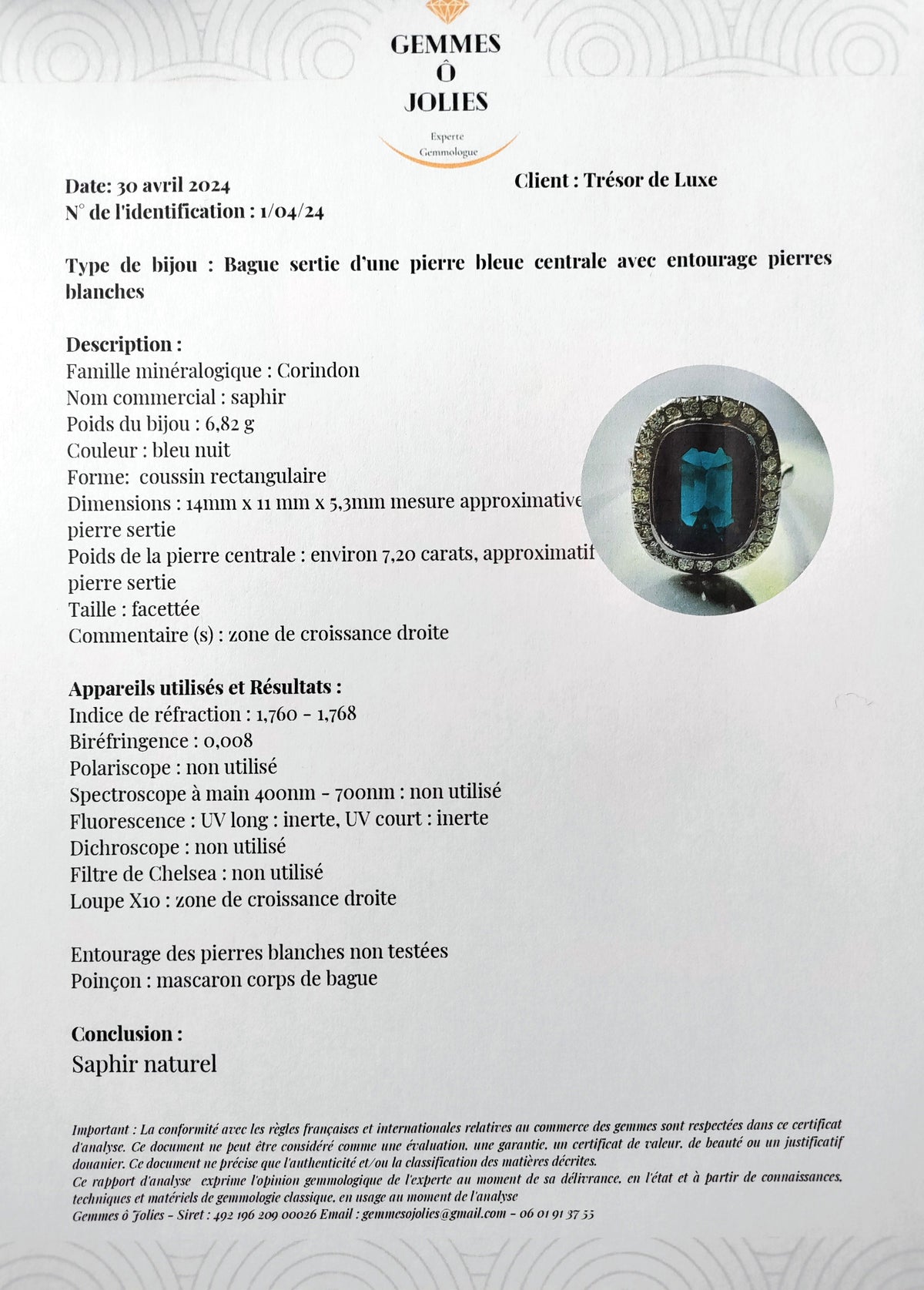 Bague Art Déco Saphir Diamants Platine