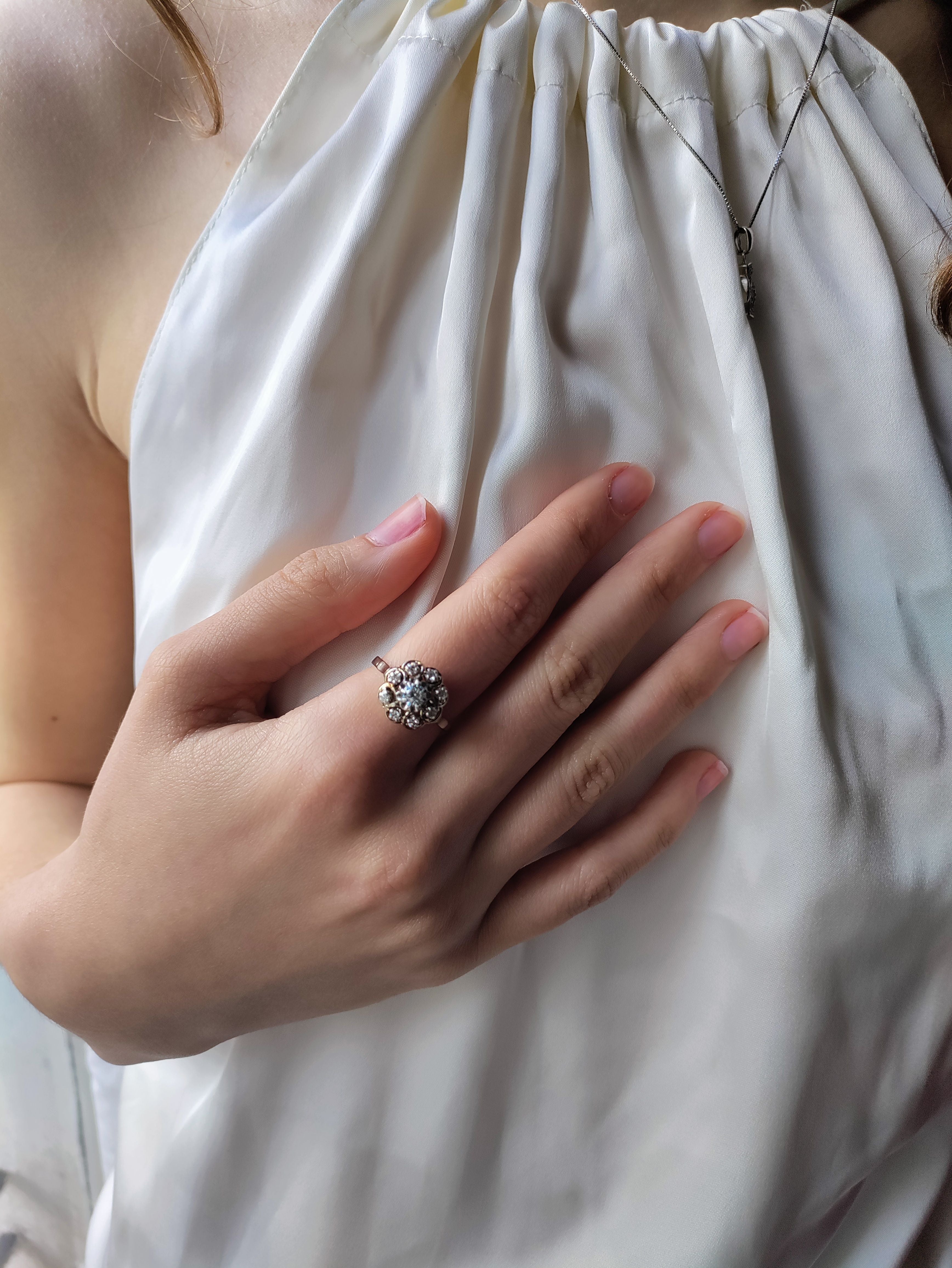 Bague Marguerite Diamants Or Blanc