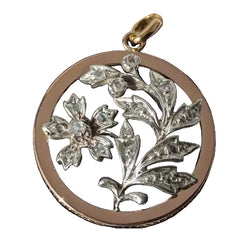 Pendentif en or rose, argent et diamants
