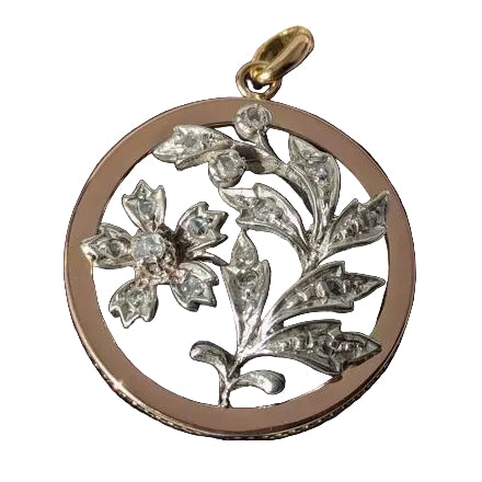 Pendentif en or rose, argent et diamants