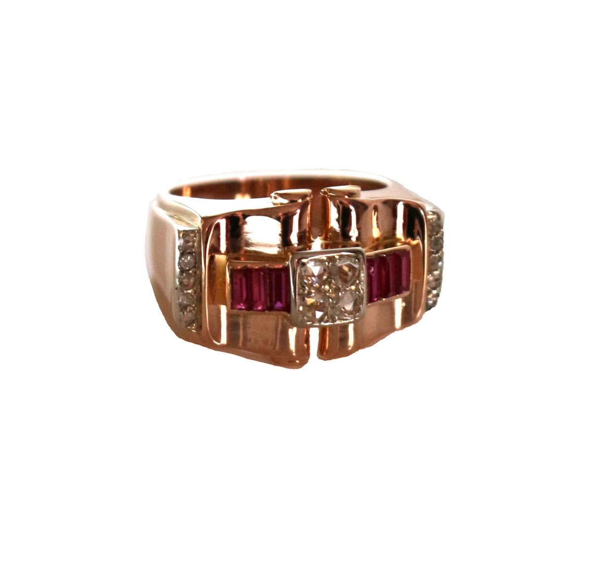 Bague Tank rubis diamants