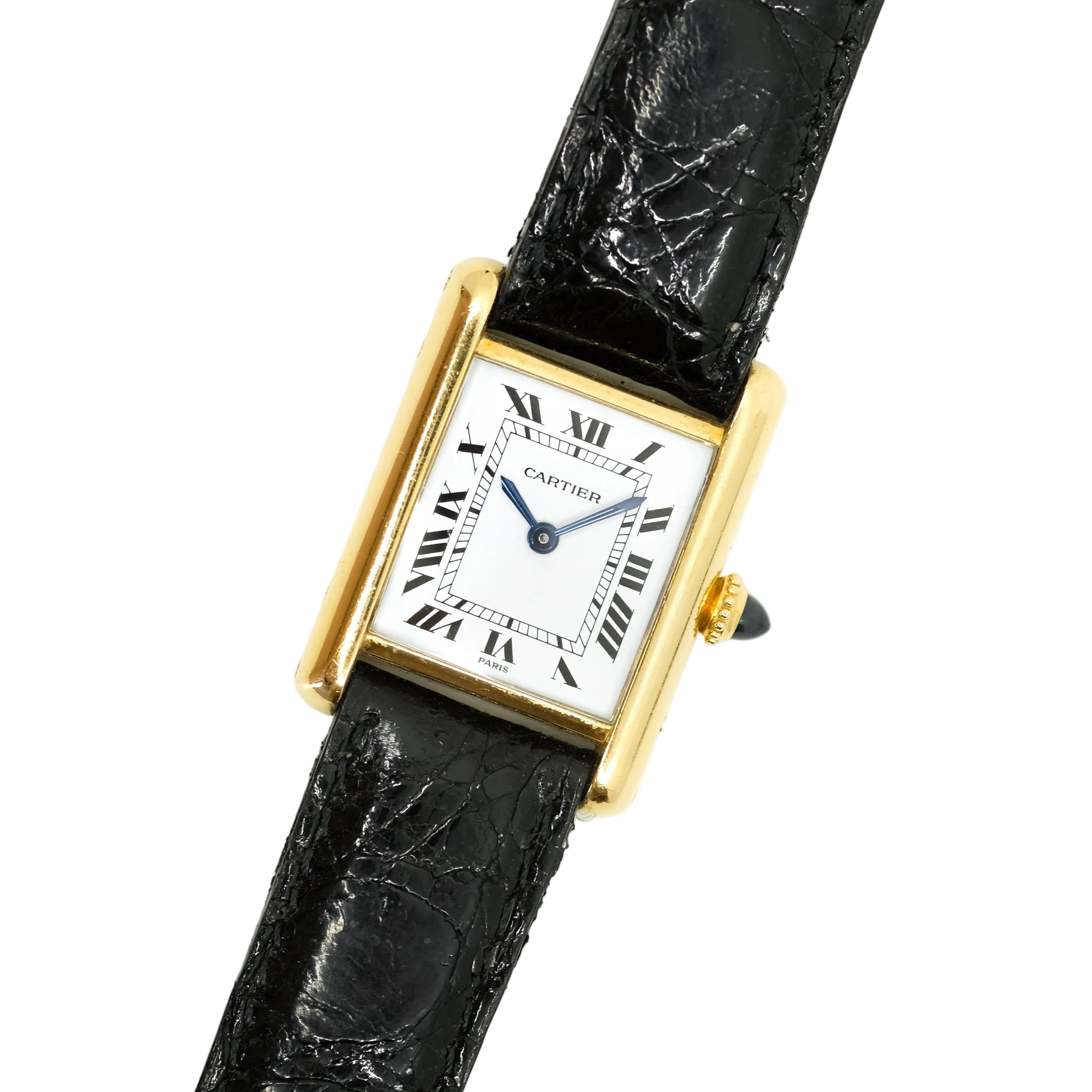 Montre CARTIER Tank Louis médium en or et saphir