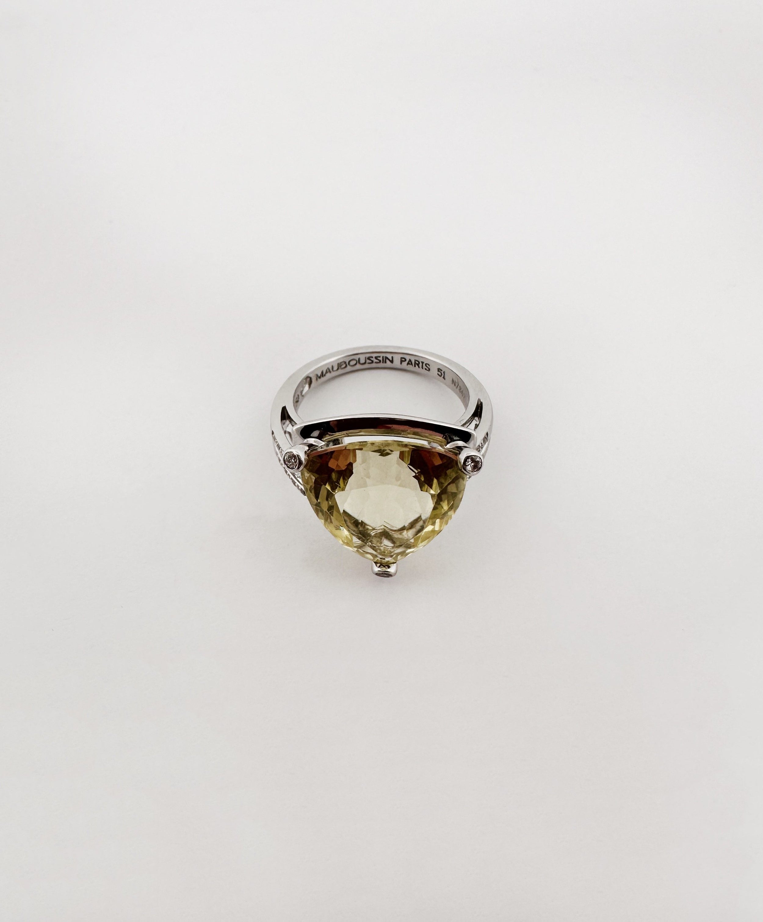 Bague Cocktail MAUBOUSSIN Mes Couleurs à Toi, en or blanc quartz lemon et diamants