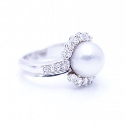Bague en or avec perle naturelle et diamants d'occasion