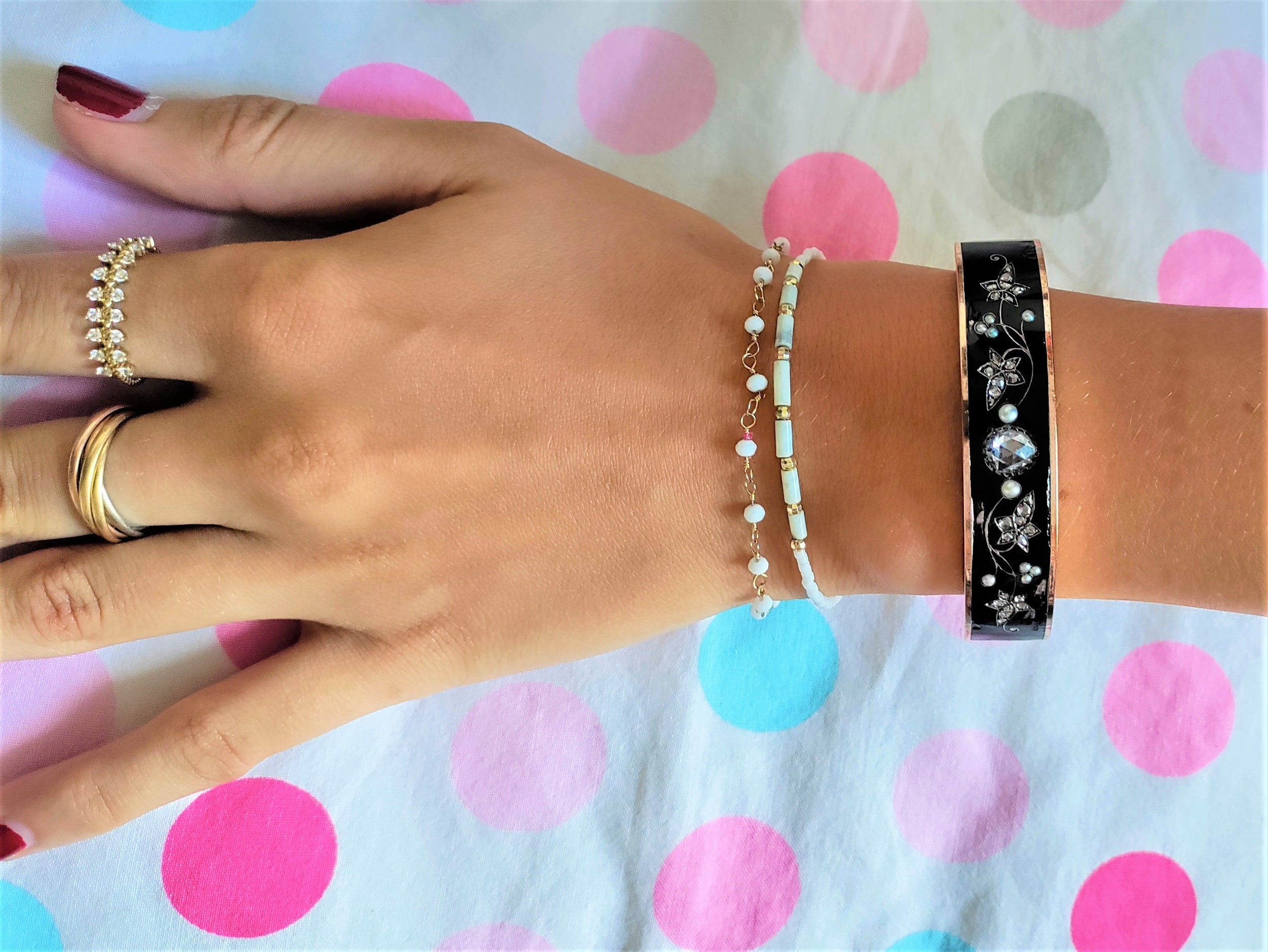 Bracelet Napoléon III Or Rose Et émail Noir