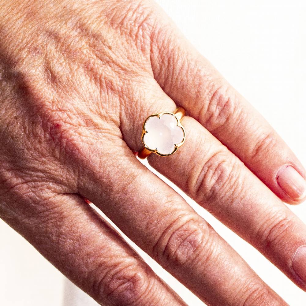 Bague PASQUALE BRUNI Fleur blanche en or jaune et quartz