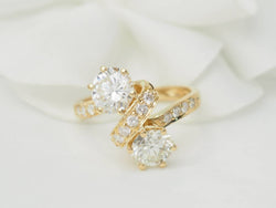 Bague Toi et Moi en or jaune et diamants