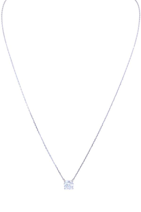 Collier diamant solitaire 1.05 carat en or blanc