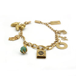 Bracelet Charms - Or, Diamants, Résine & Amazonite