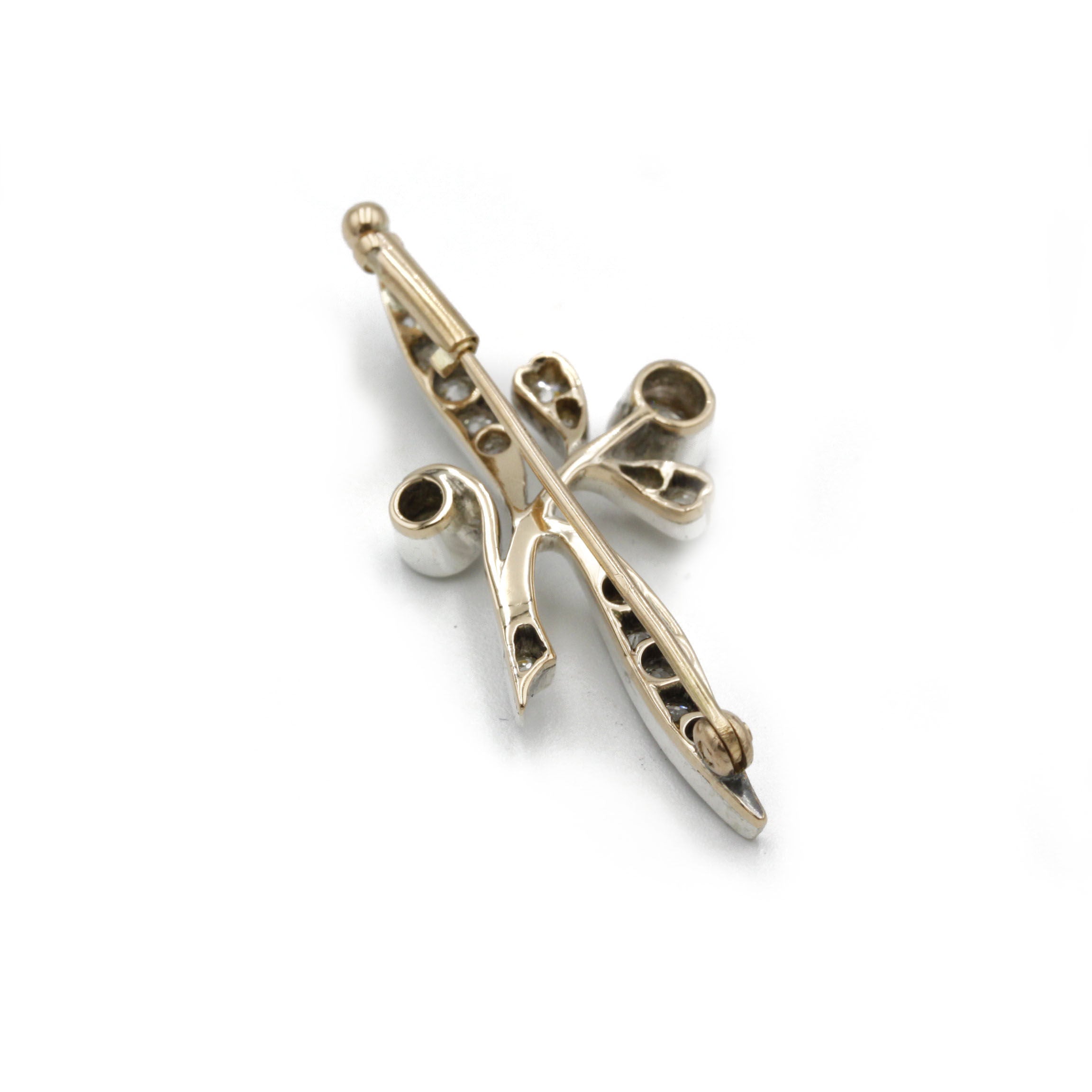 Broche - Or, Argent & diamants