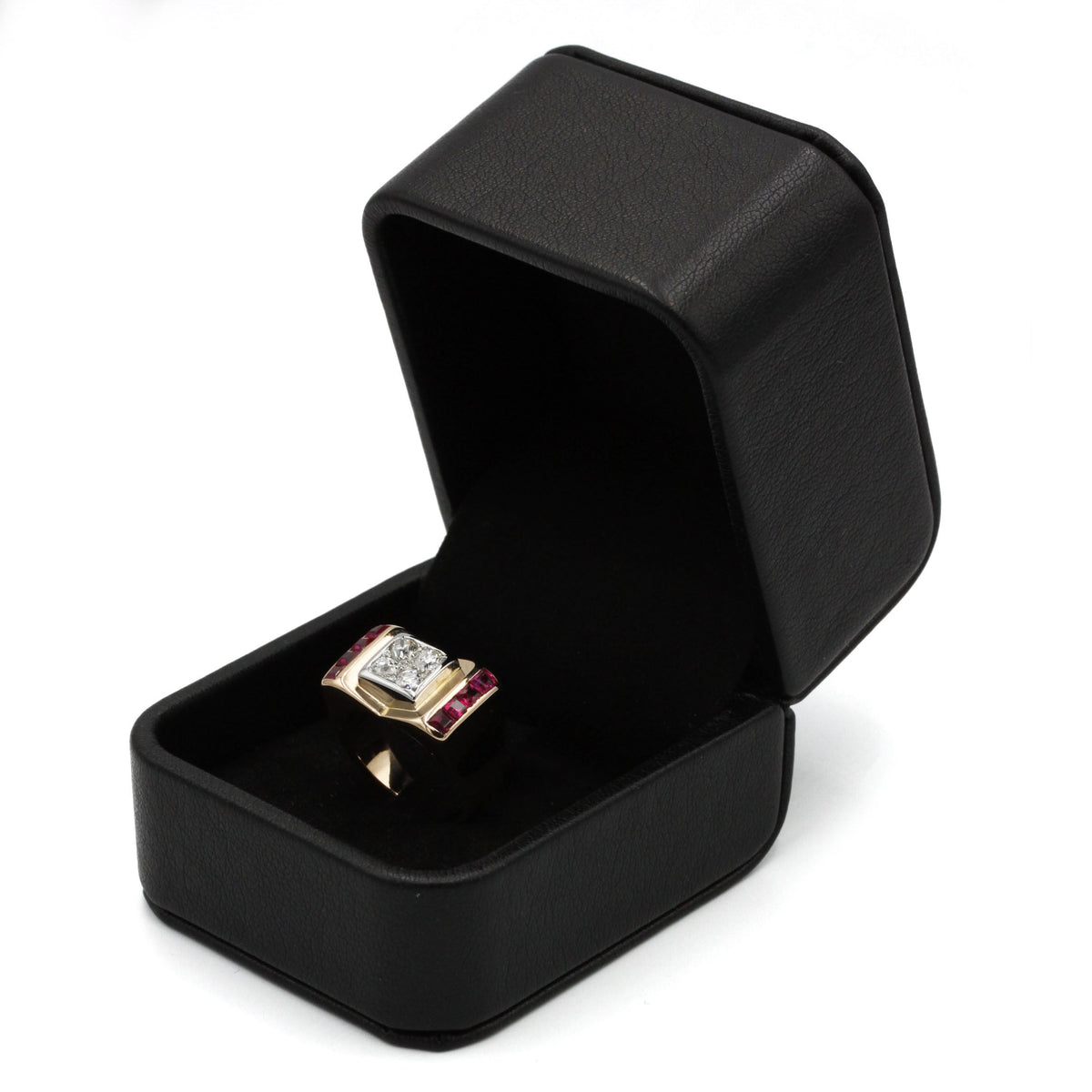 Bague TANK - Or, diamants et rubis
