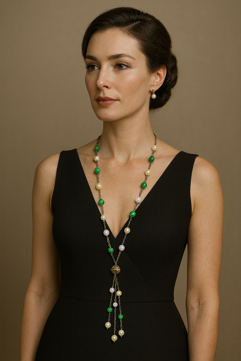 collier sautoir" marseillais" en or blanc vintage