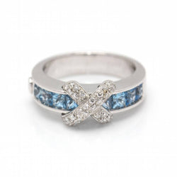 Bague en or blanc, topazes et diamants d'occasion