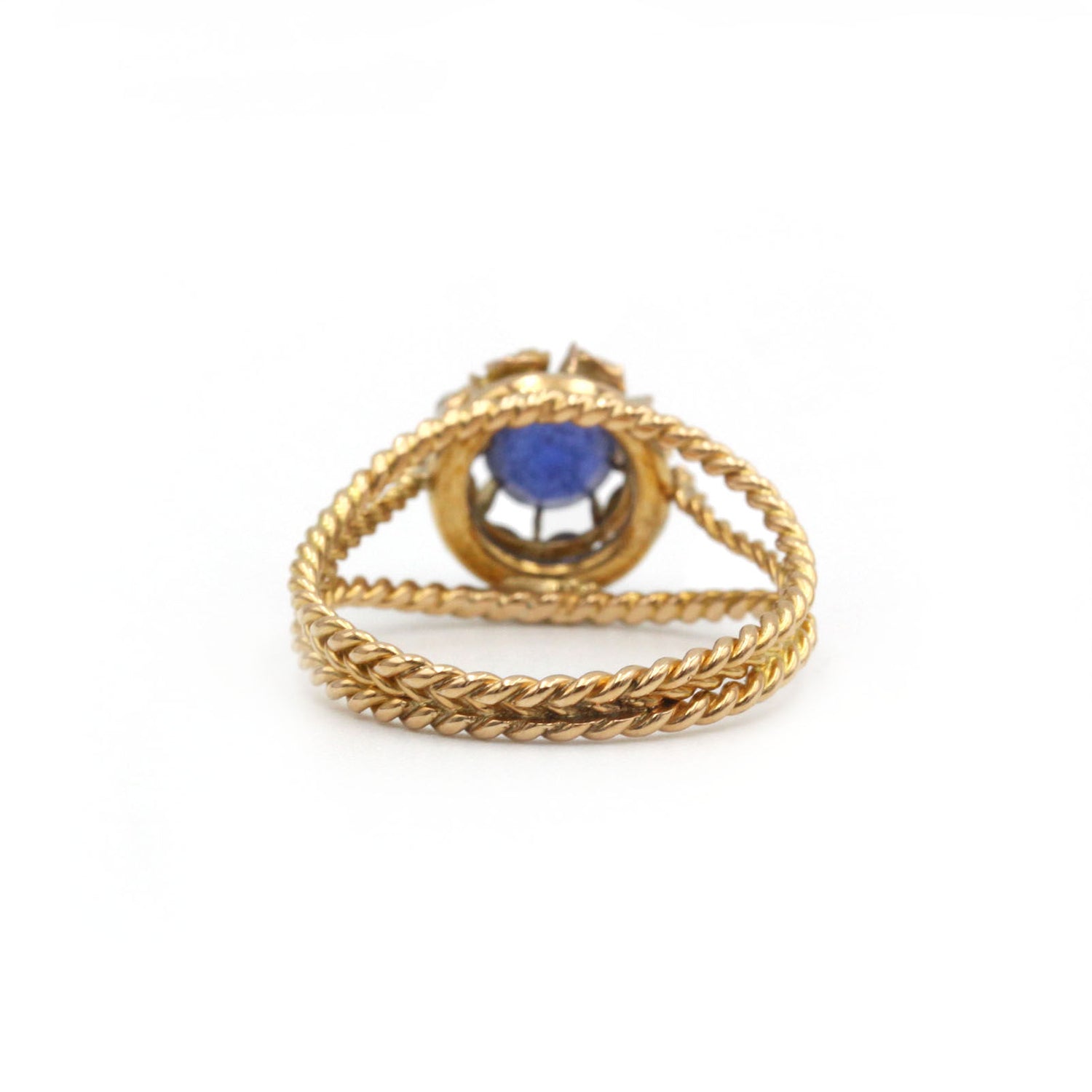 Bague - Or jaune, saphir et diamants