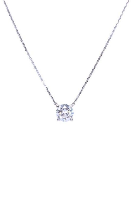 Collier diamant solitaire 1.05 carat en or blanc